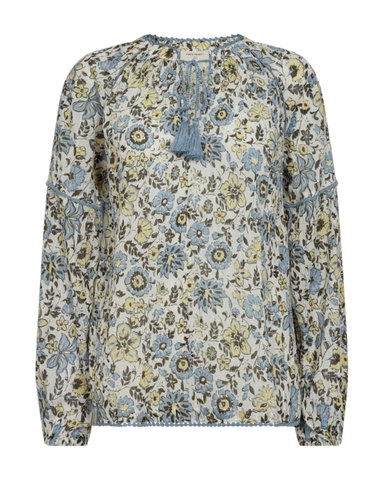 FQCarin Blouse Off White Med Lys Blå