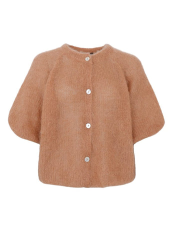 BCBjoerk Patent Knit Cardigan Camel