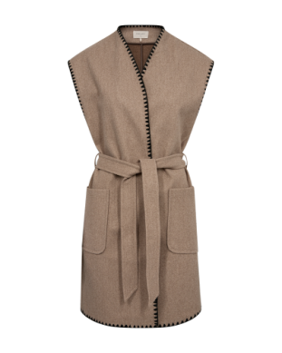 FQYanna Waistcoat Taupe Gray Melange