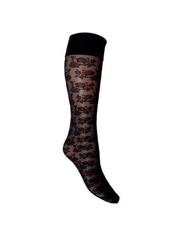 BCFlower Lace Knee High Sock Black