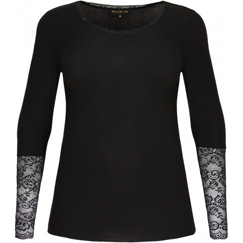 Jersey Blouse W Lace Sleeves Black