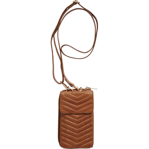 Quilted Mobil Bag Cognac W Gold