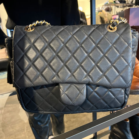 Quilted Cross-body Black W Gold