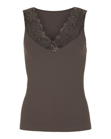 Belen V-lace Top Coffee